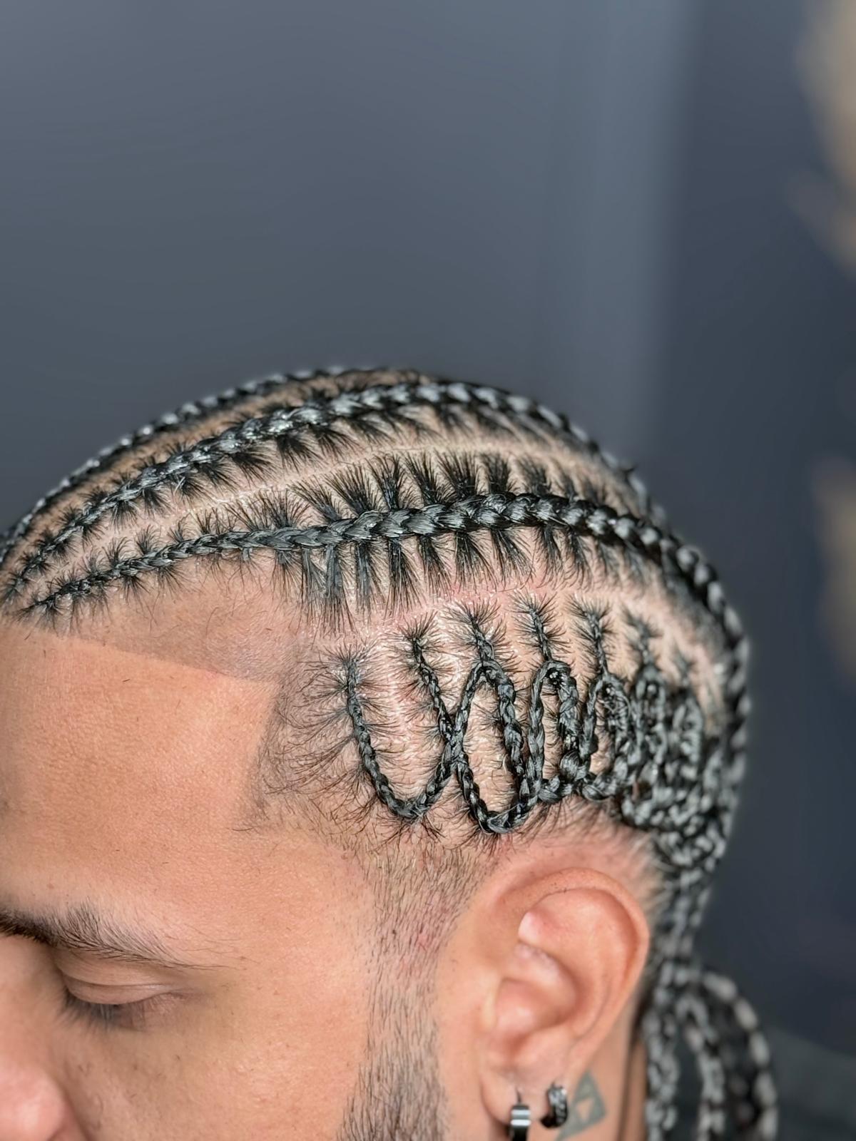 Detailed loop cornrows styled by Zaina